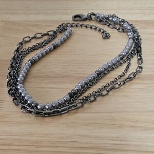 Silver and Pearl Layered Necklace